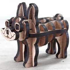 パズル造形　ミニチュア動物「フレンチブルドッグ」　シート貼りＭＤＦナチュラル（薄茶）