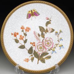 ロイヤルウースター 蝶花絵 プレート 23cm アンティーク 1883年