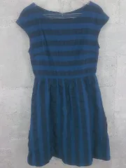 ◇ Simplicite シンプリシテェ ボーダー 切替 ストライプ ノースリーブ 膝丈 ワンピース 38 ネイビー *  【1002799122085】