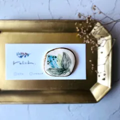 上品 お花 金継ぎ 陶器 ヘアアクセサリー ヘアゴム ポニーフック ブローチ ヘアアクセ 花 水色 ライトブルー グリーン 緑 ゴールド 金 深緑 黄緑 焦げ茶 ブラウン 茶 ホワイト 白 ゴールド