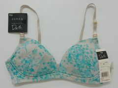 Wing ウイング ブラジャー Mサイズ ノンワイヤー グレーｘブルー 総柄 未使用 bhndu a202h0507