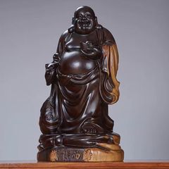 極上品 布袋様 置物 布袋尊 七福神 一刀彫り 木彫仏像 仏教工芸