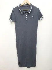 ◇ KANGOL カンゴール × ViS ビス ワンポイントロゴ刺繍 半袖 膝下丈 ニット ワンピース サイズF ネイビー レディース P  【1404040017001】