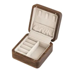 ☆ ブラウン ☆ アクセサリー 収納 ケース ジュエリーボックス 木製 ジュエリーボックス アクセサリー 収納 ケース ジュエリーケース アクセサリーボックス アクセサリーケース リング 指輪 ピアス 持ち運び コンパクト ネックレス ジュエリー 携帯用 木製
