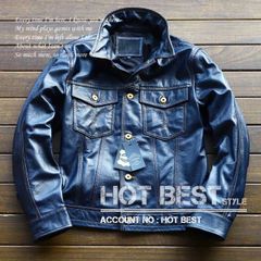 XL【新品】18万円 最高級牛革カウハイド 美ブルー イタリアンレザージャケット XL【新品】18万円 最高級牛革カウハイド 美ブルー イタリアン