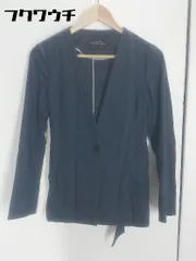 ◇ green label relaxing UNITED ARROWS ウエストリボン付 長袖 ノーカラー ジャケット 38サイズ ネイビー系 レディース 【中古】 【1002798902299】