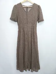 ◇ ⊂ GRL グレイル レース 半袖 ロング丈 フレア ワンピース サイズM ブラウン レディース E  【1410230012923】