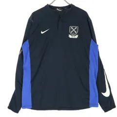 NIKE ナイキ ワンポイントプリント 長袖 ポロシャツ XL ネイビー メンズ 古着