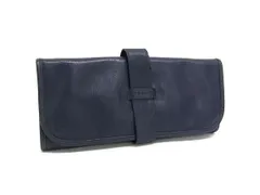 BVLGARI ブルガリ レザー メイクポーチ マルチケース 小物入れ レディース ネイビー系 DH4676