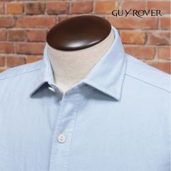 春夏/GUY ROVER/Mサイズ/ワーク シャツ 3250GR216LJ 清涼リネン混ストレッチ 爽やか 無地 イタリア製 長袖 新品/青/ブルー/kc362/