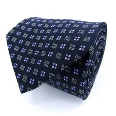 ユキトリイ ブランドネクタイ チェック柄 格子柄 小紋柄 シルク 日本製 メンズ ネイビー YUKI TORII 【中古】のサムネイル