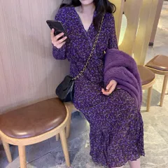 ワンピース レディース フレア ロング 長袖 Vネック フェミニン ストリート ウエストマーク ハイウエスト かわいい 大人可愛い きれいめ おしゃれ かっこいい レトロ こなれ感 クール エレガント モダン ラブリー キュート 都会的 ラグジュアリー アクテ