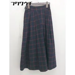 ◇ Doux archives バックジップ チェック 膝下丈 プリーツ スカート サイズS ネイビー ブラウン レディース  【1112150002472】のサムネイル