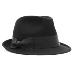 【極美品】CELINE PARIS セリーヌ パリ ハット フェドラ ロゴ グログラン リボン ラビット ファー フェルト レザー ライニング 中折れ帽子 ユニセックス サイズ 57 ブラック 黒 イタリア製 2AP09855D.38NO