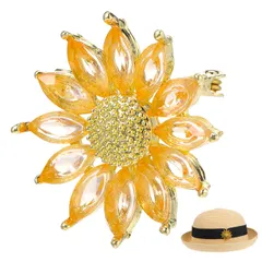 人気商品CALLARON ブローチ おしゃれ 北欧 フォーマル ひまわりブローチ キラキラ デージー フラワーピン ストール留め 胸飾り アクセサリー 卒業式 入学式 結婚式 プレゼント