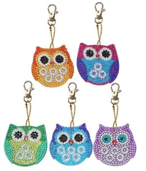 【特価商品】フクロウ形状 DIY キット 専用工具付き キラキラ 樹脂ビーズ キーホルダー 可愛い バッグチャーム ペンダントキット 手作り ダイヤモンドアート インテリア雑貨 手芸 5点セット