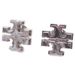 【新品 未使用】TORY BURCH トリーバーチ アウトレット シルバー スモール ロゴ スタッズ ピアス 保存袋付き 143361 022