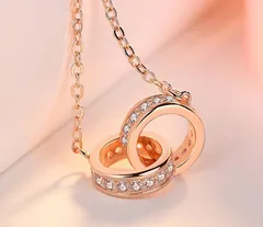 ネックレス レディース ダブル ペア カップル 2連 リング ピンクゴールド 新