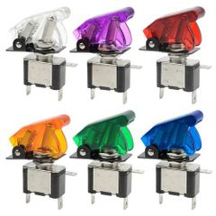 6個 12V 20A WMYCONGCONG 発光ダイオード ミサイルスイッチトグルスイッチ 青/赤/緑/白/黄/紫 オン/オフ SPST 3極 オートロッカースイッチ 自動車オートトラックボート用