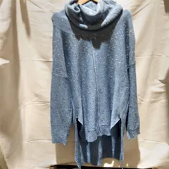 ③【新品？・保管品】ビットコ  BITTOKO 水色 変形 ニット ロング トップス ラグラン タートル モード チュニック ワンピース レディース 婦人服 秋物 冬物のサムネイル