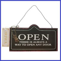 오픈 클로즈 가게 간판 빈티지풍 도어 플레이트 목제 OPEN CLOSED 양면 골동품 IRIWA 매달아 칸반 베이지 블랙 이색(블랙)