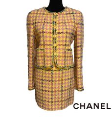 1283　CHANEL  シャネル　ヴィンテージ　ツイードスーツ　セットアップ　ココマーク　ジャケット　スカート　希少