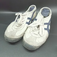 ◇ Θ Onitsuka Tiger ライン入り ローカットスニーカー サイズ25 ホワイト ネイビー系 メンズ E  【1502180065866】