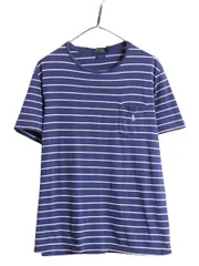 【お得なクーポン配布中!】 ポロ ラルフローレン ポケット付き ボーダー 半袖 Tシャツ メンズ L / ポケT シングルステッチ コットン カットソー ワンポイント 2トーン