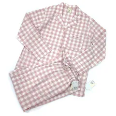 ジェラートピケ gelato pique ギンガムチェック セットアップ シャツ ロング パンツ ピンク ルームウエア パジャマ 2022SS