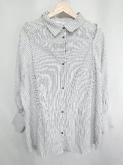 ◇ who's who Chico フーズフーチコ ストライプ柄 長袖 シャツ サイズF ブラック ホワイト レディース E  【1407180014343】