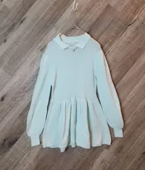 M1-01923 【Women】earth music&ecology（アースミュージックアンドエコロジー）長袖 チュニック（S）/ミントグリーン 襟周り黄ばみ有  表、裾中央にシミ有  表、左側中央に糸引き有 裏、左肩下に汚れ有  内側、タグ切り取り有  G