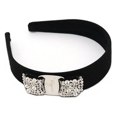 フェラガモ FERRAGAMO カチューシャ ヴァラ リボン ヘアアクセサリー ブラック クリスタル 342758 524893 未使用品