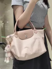 【即購入OK】【Longchamp】ロンシャン ル・プリアージュ 70周年記念 パウダーピンク 刺繍 トートバッグ ラージ 長柄 レザー風 正規品 レディース ギフト対応 限定カラー