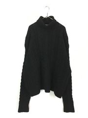 古着 Polo Ralph Lauren ケーブル編み タートルネック ウール ニット セーター 黒 XXL 古着 