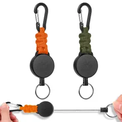 【大人気】[SODOI] 2個セット リールキーホルダー カラビナ付き 多機能 超軽量 伸縮性リール式キーリール 紛失防止 吊り下げ名札 キャンプ ハイキング 釣りアウトドア用