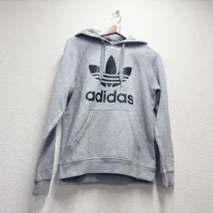 Adidas　アディダス　パーカー　グレー　Mサイズ　ロゴプリント　裏起毛