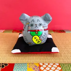 招き猫猫【大】スコティッシュフォールドグレー　送料込み(らくらくメルカリ便)　/招財貓【大】蘇格蘭折耳貓