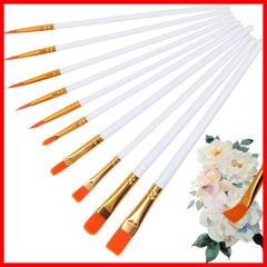 【新着商品】5# 3#4# 2# 2# 2/0# 10モデル（1# ホワイト 6# 短毛筆 画材 塗装 アクリル絵の具 初心者 子供用 大人 8# 高吸収性 ソフトで柔軟 画筆 油絵筆 水彩筆 多機能 絵の筆 平型円頭筆 5/8#） 油絵用 10本セット 絵筆