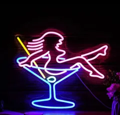 ネオンサイン お洒落なアートLED看板 クラブ 店内装飾 レストラン 存在感抜群 イベント飾り カクテルグラス BAR インテリア 雰囲気作り オーダーメイド　オリジナル　ネオン管