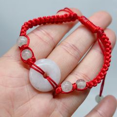 【新入荷】本翡翠保証‼️天然翡翠　手作りブレスレット　平安ボタン仕様　フリーサイズ