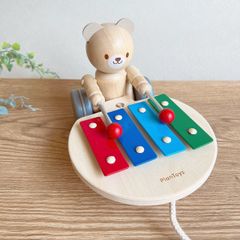 ミュージカルベアー 5271 プルトイ 楽器 PLAN TOYS プラントイ 引っ張るおもちゃ おさんぽ 子供 ベビー 木のおもちゃ