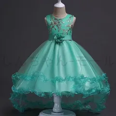 新しい未使用子供ドレス ピアノ発表会 ロング 子どもドレス フォーマル 七五三 ジュニアドレス 緑 紺 紫 灰 110 120 130 140 150 160 170WP