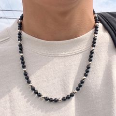 ガラスパールネックレス メタルパールミックス 45センチ メンズ レディース 対応 アクセサリー