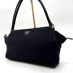 ?美品? PRADA プラダ ハンドバッグ  トートバッグ ショルダーバッグ 三角プレート ナイロン レザー 革 パープル 紫 ユニセックス 男女兼用 レディース メンズ