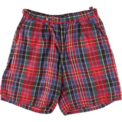 古着 90年代 ラルフローレン Ralph Lauren POLO by Ralph Lauren マドラスチェック ツータック リネンショーツ ショートパンツ/eaa574581