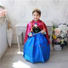 130㎝ ハロウィン プリンセス コスチューム 2点セット アナ雪風 マント ワンピース