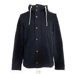 ビームス BEAMS コート フード 長袖 ショート ジップアップ コットン 薄手 無地 M 紺 ネイビー アウター /BTのサムネイル