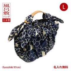 風呂敷バッグ ハンド 持ち手 ハンドル レザー 革製 KONOMI ハニカム紺