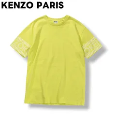 【美品】 ポルトガル製 ケンゾー KENZO PARIS Sport Logo プリント Tシャツ クルーネック カットソー サイドシーム S ネオンイエロー デザイナーズ モード ストリート カジュアル ウェア メンズ