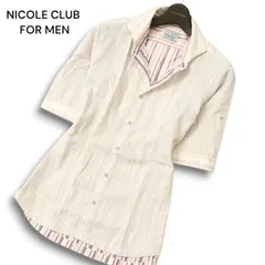 NICOLE CLUB FOR MEN ニコルクラブ フォーメン 春夏★ 半袖 ストライプ シャツ Sz.46 メンズ 白